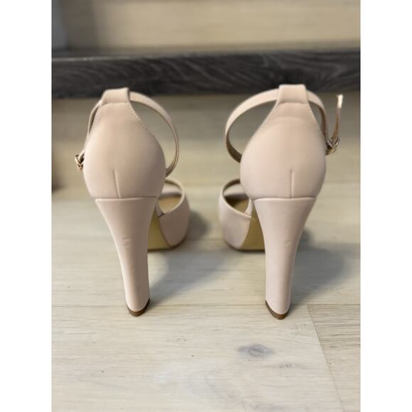 IDIFU Womens Nude Pink Heel Platform Shoes Ankle Strap Size 7 Shoes - Picture 3 of 6